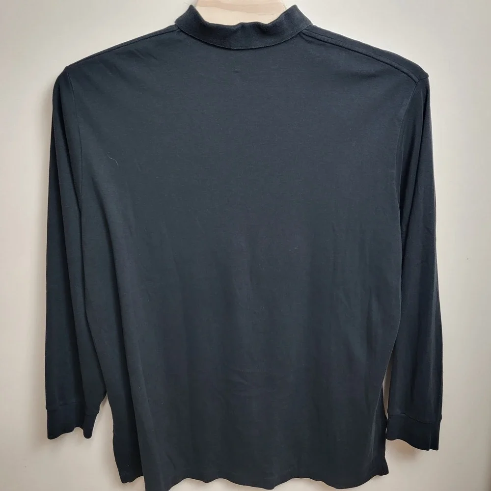 Polo Ralph Lauren Mens XXL‎ Black Long Sleeve Polo Shirt Embroidered Red Pony